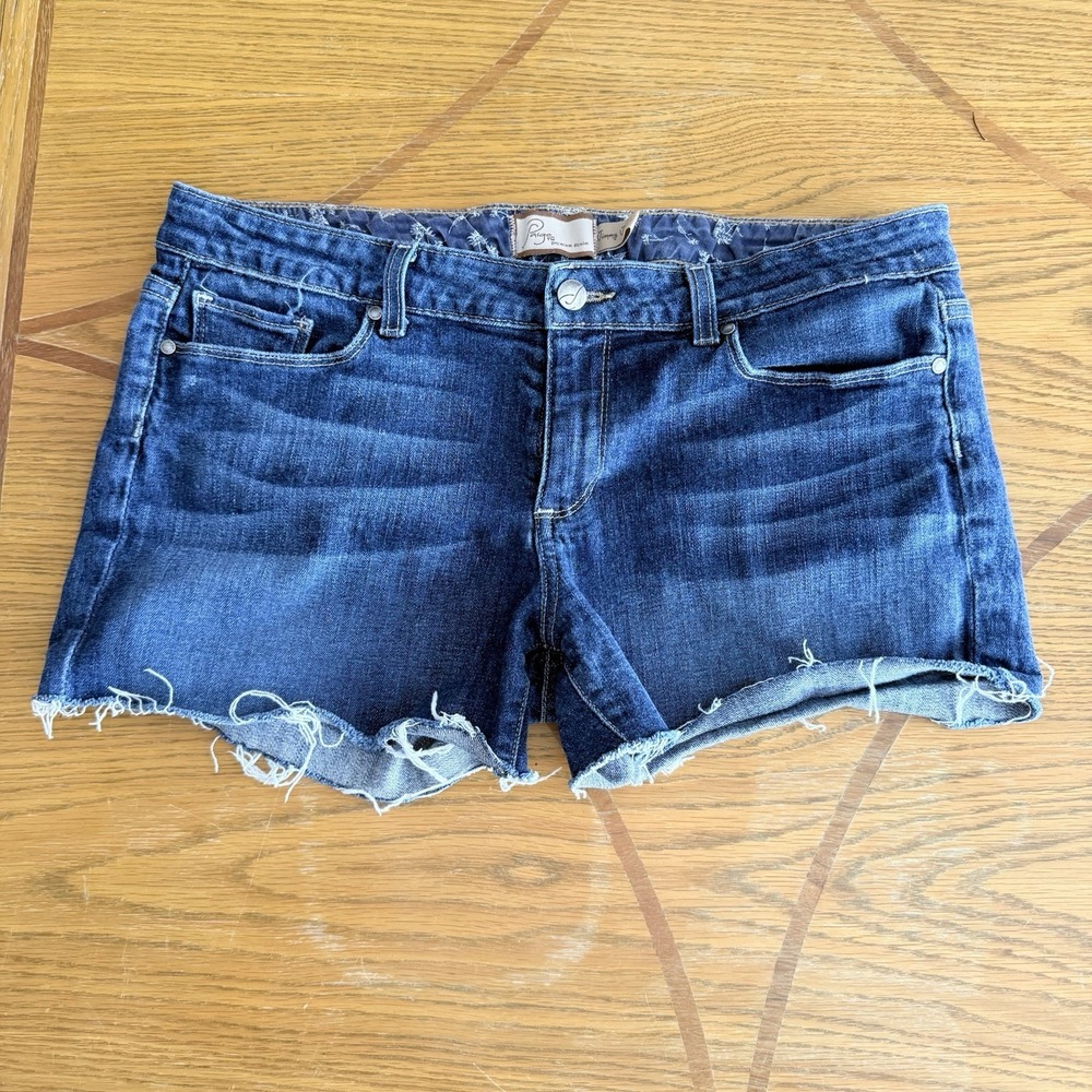 Paige Denim Jimmy Jimmy Shorts Size 31 Distressed Raw Hem Cutoff